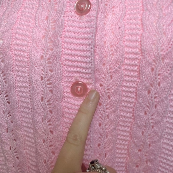 VNTG Glamor Knit Barbiecore Pink Knit Cardigan - Picture 6 of 7